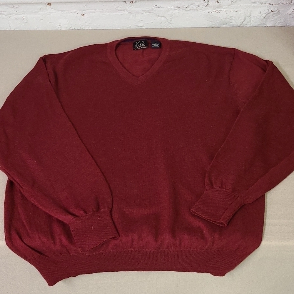 Jos A Bank Merino Wool V neck Sweater Size XL